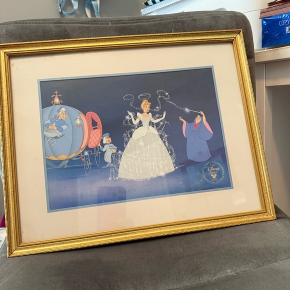 Vintage 1995 Disney Store Cinderella Lithograph Framed Art Print - Picture 1 of 5